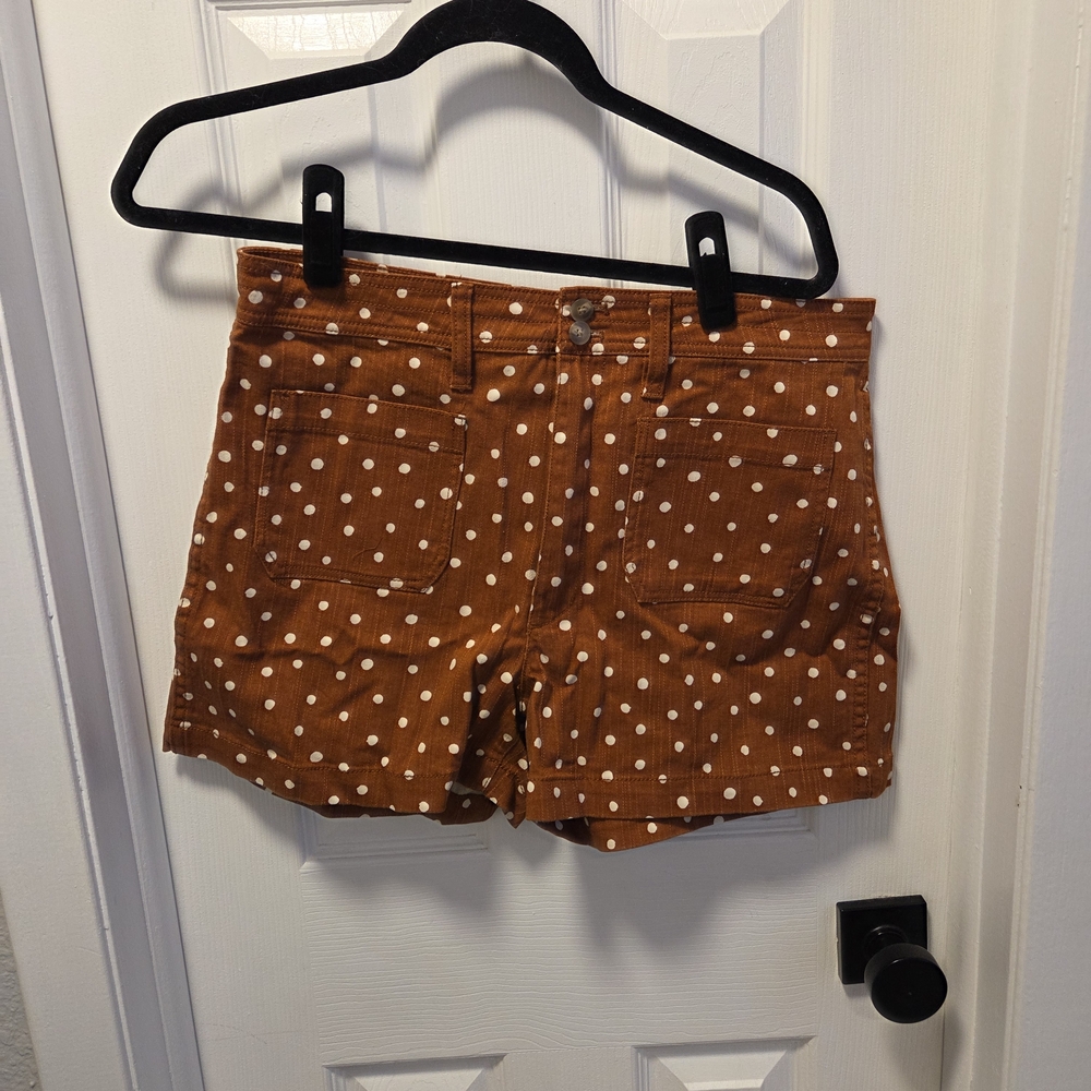 Madewell High Waist Tan Polka Dot Shorts